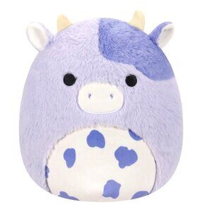 Squishmallows FuzzAMallow Official 12” Bubba the Purple Cow with Spotted Belly